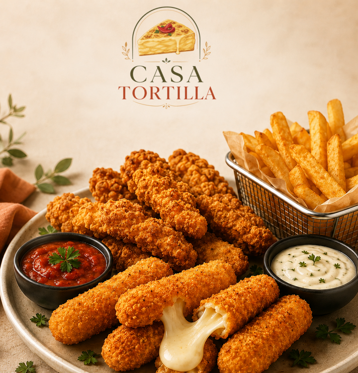 Chicken fingers et mozzarella sticks
